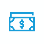 Blue dollar bill icon