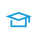 Blue graduation cap icon